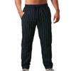 JEsilunmaMY Men's Stripe Cotton Linen Pants Drawstring Elastic Waist Beach Yoga Trousers Summer Straight Leg Casual Pants (Black,3X-Large)