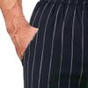 JEsilunmaMY Men's Stripe Cotton Linen Pants Drawstring Elastic Waist Beach Yoga Trousers Summer Straight Leg Casual Pants (Black,3X-Large) view 3