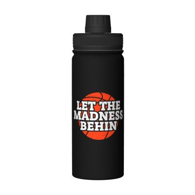 SIYTUAU Basketball Let The Madness Begin Water Bottle 18 Oz Stainless Steel Water Bottles Leak Proof Outdoor Sports Insulated Water Bottle Funny Bottle Water