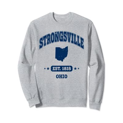 Vintage Strongsville Ohio OH Throwback Navy Athletic Sweatshirt