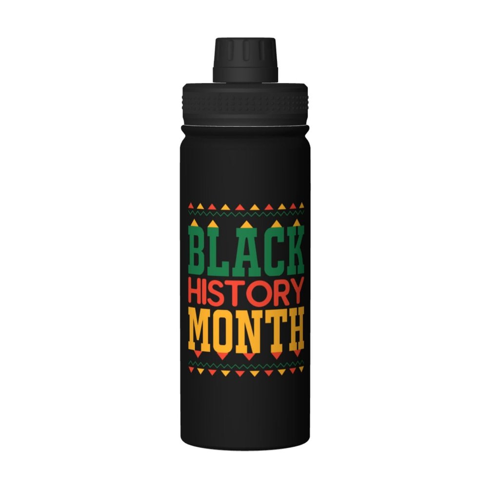 SIYTUAU Black History Month Water Bottle 18 Oz Stainless Steel Water Bottles Leak Proof Outdoor Sports Insulated Water Bottle Funny Bottle Water