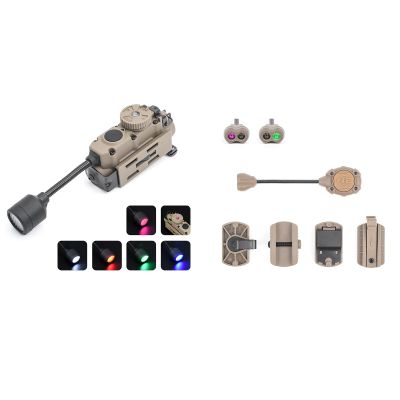 NECARL 5 in 1 Tactical Helmet Light Military with IR + Red/Green/Blue +White LED Task Lamp & Tan Helmet Light Military with IR + Green LED Task Lamp