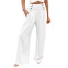 ZYXTIM Women's Boho Harem Pants, Plus Size Smocked Waist Wide Leg Loose Fit Casual Bohemian Hippie Utility Pants with Pockets(White,Small) view 1