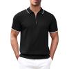 xoxingysm Mens Casual Sport Polo Shirts Short Sleeve Summer Business Golf Bowling Comfy Tops Quarter Zip Solid Slim Fit T Shirts Moisture Wicking Performance Polo Tees Black view 1