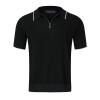 xoxingysm Mens Casual Sport Polo Shirts Short Sleeve Summer Business Golf Bowling Comfy Tops Quarter Zip Solid Slim Fit T Shirts Moisture Wicking Performance Polo Tees Black view 2