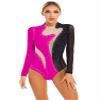 Miaeowve Women Adult Gymnastic Ballet Leotard Long Sleeve Athletic Leotards Dance Bodysuit Ballerina Dancewear Black&Rose Large view 1