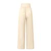 ZYXTIM Women's Cotton Linen Summer Palazzo Pants Flowy Wide Leg Beach Trousers with Pockets(Beige,Small) view 4