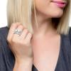 EUJHRTM 925 sterling silver round diamond set for fashionable women's three piece set with diamond engagement, elegant and elegant Mosang stone ring Size 10 view 2