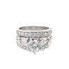 EUJHRTM 925 sterling silver round diamond set for fashionable women's three piece set with diamond engagement, elegant and elegant Mosang stone ring Size 10 view 3