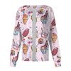 Printed Scrub Jackets for Woman Print Long Sleeve Plus Size Womens Scrubs for Women Nursing Jacket with Pockets Pink XL view 2