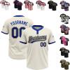 Fanscustom Customize Cream Baseball Jerseys Royal Blue Neck Polyester Baseball Jerseys Personalized Baseball Tee Shirts Stitched Name Number Logo for Unisex Youth Kids Plus Size view 1