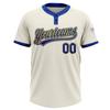 Fanscustom Customize Cream Baseball Jerseys Royal Blue Neck Polyester Baseball Jerseys Personalized Baseball Tee Shirts Stitched Name Number Logo for Unisex Youth Kids Plus Size view 2