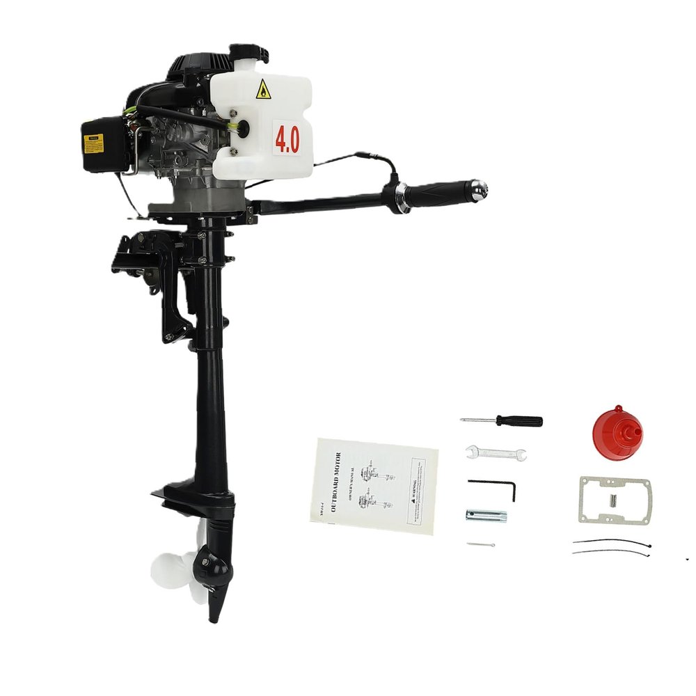 4 Stroke 3HP Outboard Motor, 2.2KW Heavy Duty Gasoline Power Outboard Trolling Motor, Wind Cooled Fishing Boat Engine with CDI Ignition System, for Fishing, Aquaculture, Outdoor Adventure