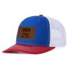 Generic Custom Leather Patch Trucker Hat for Men & Women - Personalized Text & Photo Baseball Cap Laser Engraved.New 09, Red and Blue With White Mesh view 2