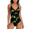Big Dill Pickle Women's Swimsuit One Piece Bathing Suit V Neck Tummy Control Sports Beach Swimwear XL view 1