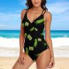 Big Dill Pickle Women's Swimsuit One Piece Bathing Suit V Neck Tummy Control Sports Beach Swimwear XL view 2