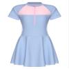winying Kids Short Sleeve Swim Dress Girls One-Piece Rash Guard UV Protection Sunsuit Bathing Suit Light Blue 5-6 Years view 2
