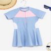winying Kids Short Sleeve Swim Dress Girls One-Piece Rash Guard UV Protection Sunsuit Bathing Suit Light Blue 5-6 Years view 4