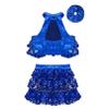 YiZYiF Kids Girls Shiny Sequins Latin Jazz Dance Costume Crop Top with Tassel Tutu Skirt Modern Ballet Dancewear Royal Blue 11-12 Years view 4
