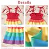 12-18 Months Baby Girls Spaghetti Tie Strap Smocking Dress Rainbow Sleeveless Summer Clothes Smocked Dresses view 4