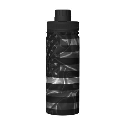 SIYTUAU Silk Style United States Thin White Line Flag Water Bottle 18 Oz Stainless Steel Water Bottles Leak Proof Outdoor Sports Insulated Water Bottle Funny Bottle Water
