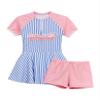 Lorilida 2Pcs Kids Girls Swimming Suit Short Sleeve Print Swim Dress with Shorts Swimwear Set Pink 9-10 Years view 2