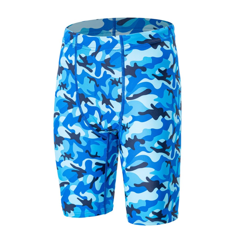 LEAO Youth Boys Swim Jammers Solid Swimsuit UPF 50+ Sun Pretection Quick Dry Athletic Swimming Shorts Wave Pattern XL