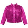 Xnihocha Kids Boys Glittery Sequin Long Sleeve Spread Collar Shirt for Choir Jazz Dance Stage Performance Hot Pink 8-10 Years view 1