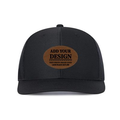 Generic Custom Leather Patch Trucker Hat for Men & Women - Personalized Text & Photo Baseball Cap Laser Engraved.New 08 Black