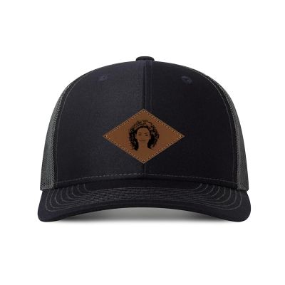 Generic Custom Leather Patch Trucker Hat for Men & Women - Personalized Text & Photo Baseball Cap Laser Engraved.New 48, Black With Dark Grey Mesh