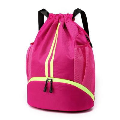 Baseball Equipment Bag Basketball Bag Double Shoulder Drawstring With Multiple Compartments Portability For Basketball Swimming Fitness Travel Vacation Leisure Travel ( Color : Rose red , Size : 30-45