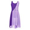 Sinleey Kids Girls Sequins Sleeveless Ballet Latin Lyrical Dance Dress Contemporary Modern Performance Costume Lavender 8 Years view 1