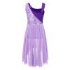 Sinleey Kids Girls Sequins Sleeveless Ballet Latin Lyrical Dance Dress Contemporary Modern Performance Costume Lavender 8 Years view 2