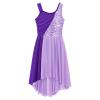 Sinleey Kids Girls Sequins Sleeveless Ballet Latin Lyrical Dance Dress Contemporary Modern Performance Costume Lavender 8 Years view 4