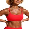 CRZ YOGA D-DD Scoop Neck Bikini Tops for Women - Padded Adjustable Spaghetti Straps Bathing Swimsuit Sports Bra Deep Red Large view 1