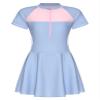 Lorilida Teen Girls One-Piece Short Sleeve Swim Dress Swimsuit Bathing Suit Rash Guard Swimwear Dresses Light Blue 7-8 Years view 2