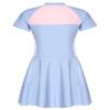 Lorilida Teen Girls One-Piece Short Sleeve Swim Dress Swimsuit Bathing Suit Rash Guard Swimwear Dresses Light Blue 7-8 Years view 3