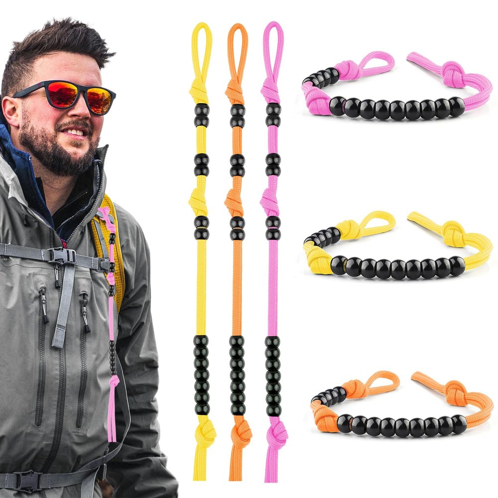 3pcs Ranger Beads Pace Counter for Hiking Long Distance Swimmers Counter Consists of Parachute Cord and Pace Counter Beads 16 Inches Land Navigation Kit for Keeping Track of Distance