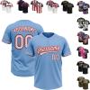 Customize Blue Red White Baseball Jerseys Personalized Baseball Tee Shirts Sport Jersey Custom Logo Two Button Baseball Jersey Stitched Name Number Logo for Unisex Youth Kids Plus Size view 1