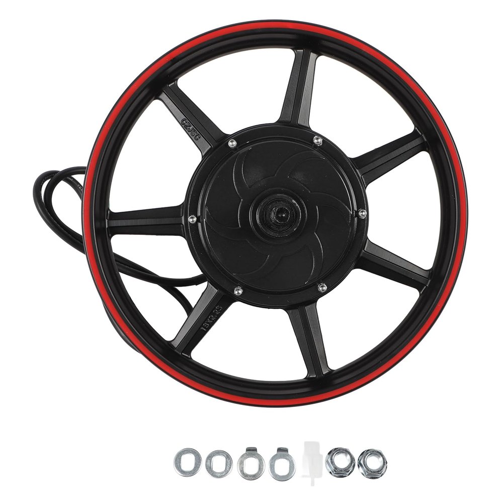 Astibym 16 Inch Dual Hall Brushless Hub Motor 48v to 72V 800 to 2000W DC Disc Brake Motor for Electric Motorcycle Scooter (Black), Astibymwg14n8byhf-11
