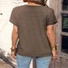2024 Women's Latest Tops Summer Fashion Clothes Short Batwing Sleeve Buttons Round Neck Casual Blouse T Shirts Brown view 2
