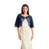 Lifup Women's Soft Chiffon Lace Shawls Wraps with Buckle for Wedding Evening Dress Wedding Cape Bolero Cover Up Blue view 1