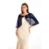 Lifup Women's Soft Chiffon Lace Shawls Wraps with Buckle for Wedding Evening Dress Wedding Cape Bolero Cover Up Blue view 2