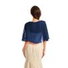 Lifup Women's Soft Chiffon Lace Shawls Wraps with Buckle for Wedding Evening Dress Wedding Cape Bolero Cover Up Blue view 3