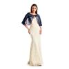 Lifup Women's Soft Chiffon Lace Shawls Wraps with Buckle for Wedding Evening Dress Wedding Cape Bolero Cover Up Blue view 4