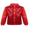 Xnihocha Kids Boys Glittery Sequin Long Sleeve Spread Collar Shirt for Choir Jazz Dance Stage Performance Red 8-10 Years view 1