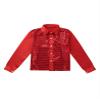 Xnihocha Kids Boys Glittery Sequin Long Sleeve Spread Collar Shirt for Choir Jazz Dance Stage Performance Red 8-10 Years view 3