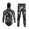 WYYHAA 3MM Neoprene Spearfishing Wetsuit with Hooded, 2 Pieces Long Sleeve Camouflage Hunting Diving Suit with Loading Chest Pad for Cool Water Freediving,Green,M view 1