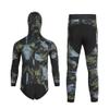 WYYHAA 3MM Neoprene Spearfishing Wetsuit with Hooded, 2 Pieces Long Sleeve Camouflage Hunting Diving Suit with Loading Chest Pad for Cool Water Freediving,Green,M view 3