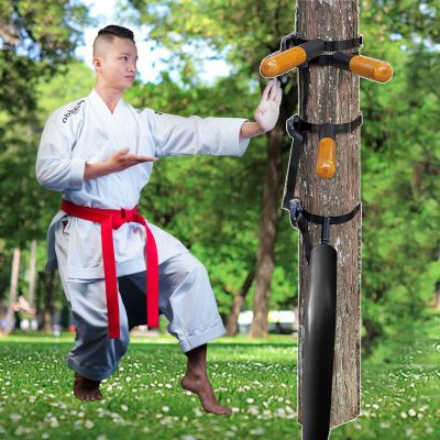 TREGOO Wing Chun Dummy Wooden Man Kung Fu Trainer Spring Equipment, Tai Chi Martial Arts Practice Dummies Mixed Hand Leg, Outdoor Man Pile Stand Bundle Hard Object, 78634